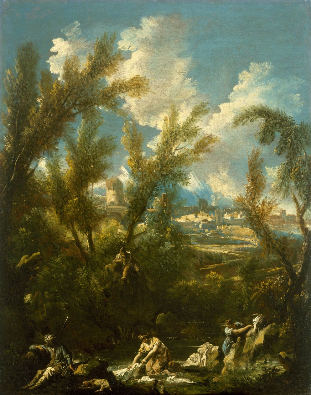 Krajobraz z Praczką, ok. 1715 autorstwa Alessandro Magnasco