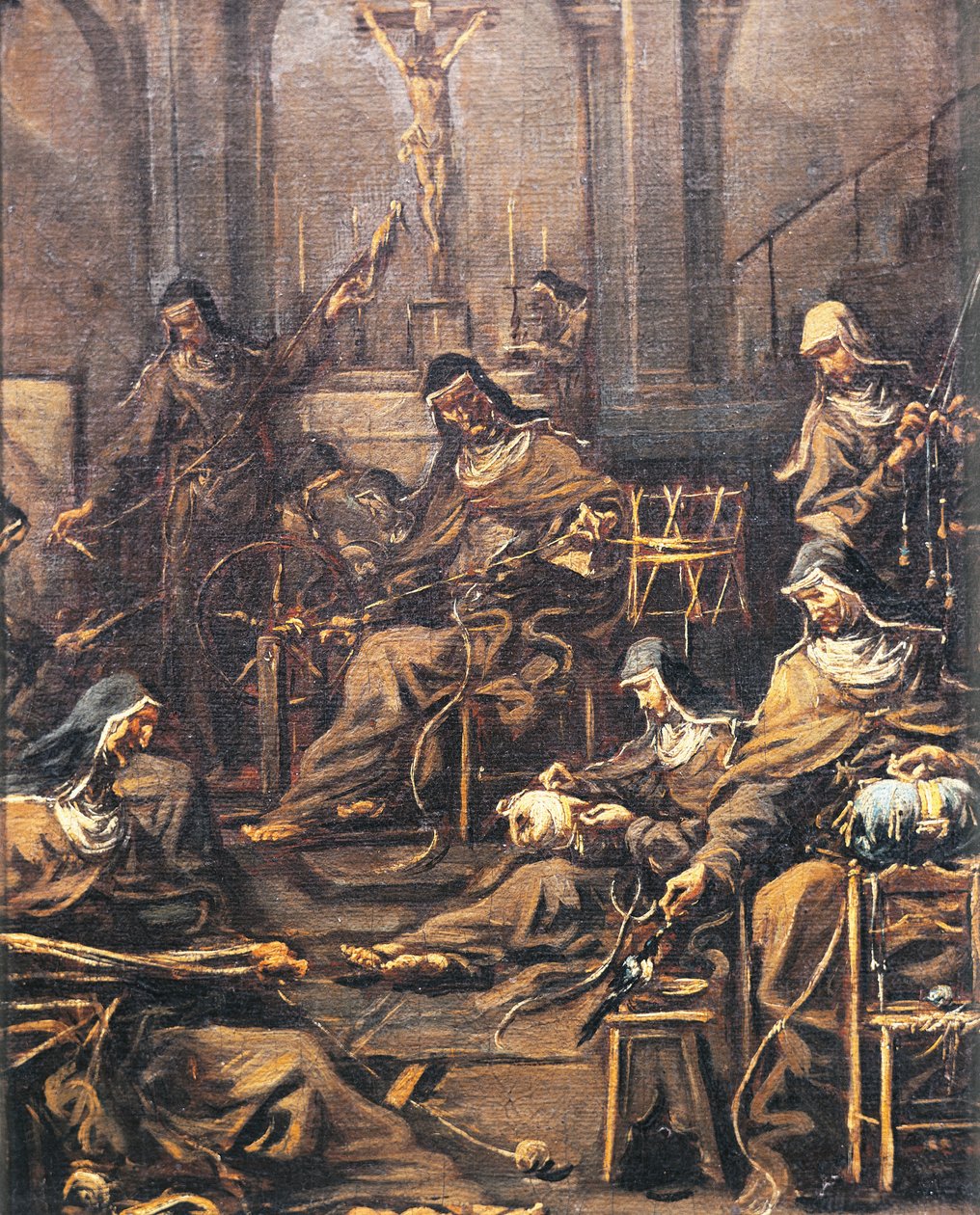 Zakonnice kręcące i haftujące, autorstwa Alessandro Magnasco, znanego jako Lissandrino (1667-1749) autorstwa Alessandro Magnasco
