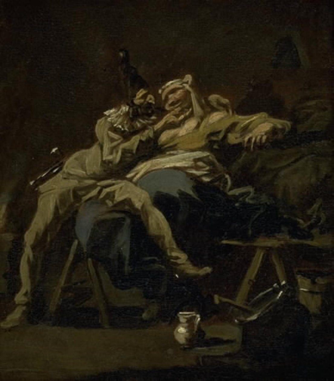 Pulcinella i Colombina autorstwa Alessandro Magnasco