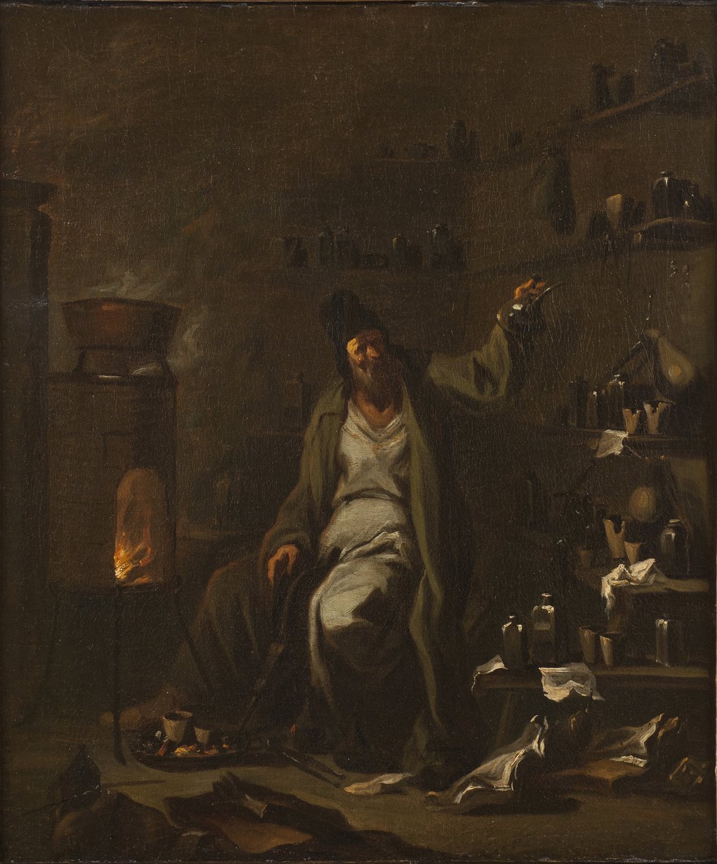 Un alchimiste - Alchemik, autorstwa Magnasco, Alessandro, dit Il Lissandrino (1667-1749). Olej na płótnie. Wymiar : 71,5x59,5 cm. Muzeum Narodowe w Sztokholmie autorstwa Alessandro Magnasco