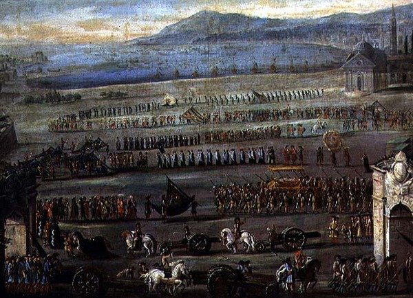 Kondukt żałobny dla doży F. Morosini (olej na płótnie) autorstwa Alessandro Piazza