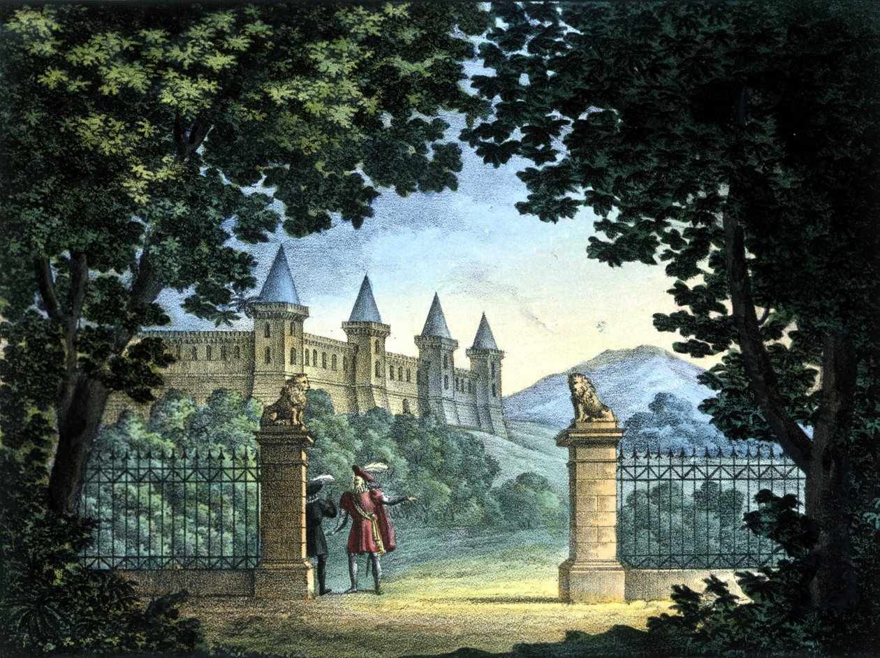 Scenografia Sanquirico do opery „Anna Bolena” Gaetano Donizettiego. Teatr Carcano, Mediolan autorstwa Alessandro Sanquirico