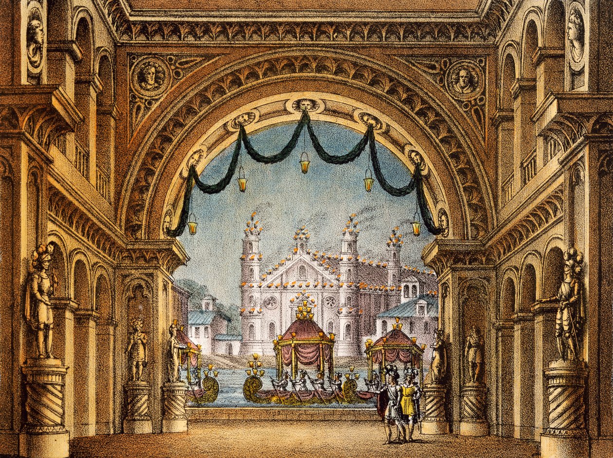Scenografia Alessandro Sanquirico (1777-1849) do La Straniera (Nieznajoma), dzieło Vincenzo Belliniego (1801-1835) autorstwa Alessandro Sanquirico