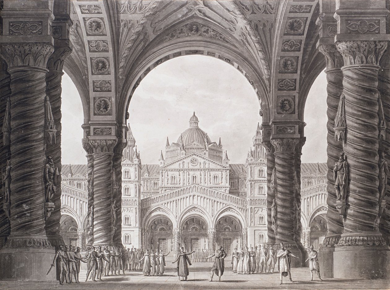 Scenografia do Opery seria I due Valdomiri Petera Wintera. Teatr alla Scala, 1818. autorstwa Alessandro Sanquirico
