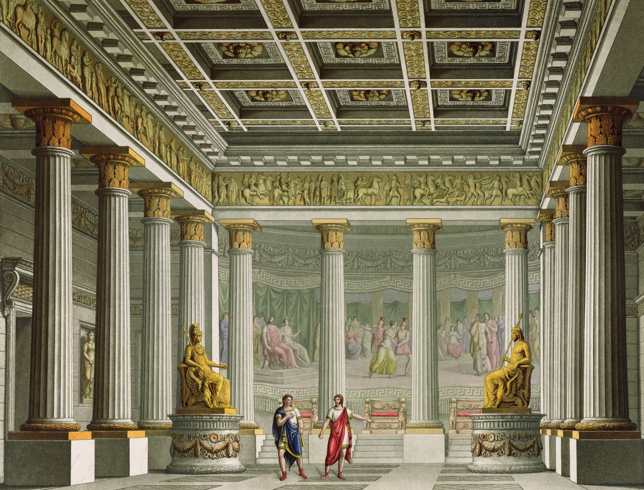 Sala Audiencyjna w Pałacu Egistos, projekt baletu „Orestes” w Teatrze La Scala, Mediolan, 1826 autorstwa Alessandro Sanquirico