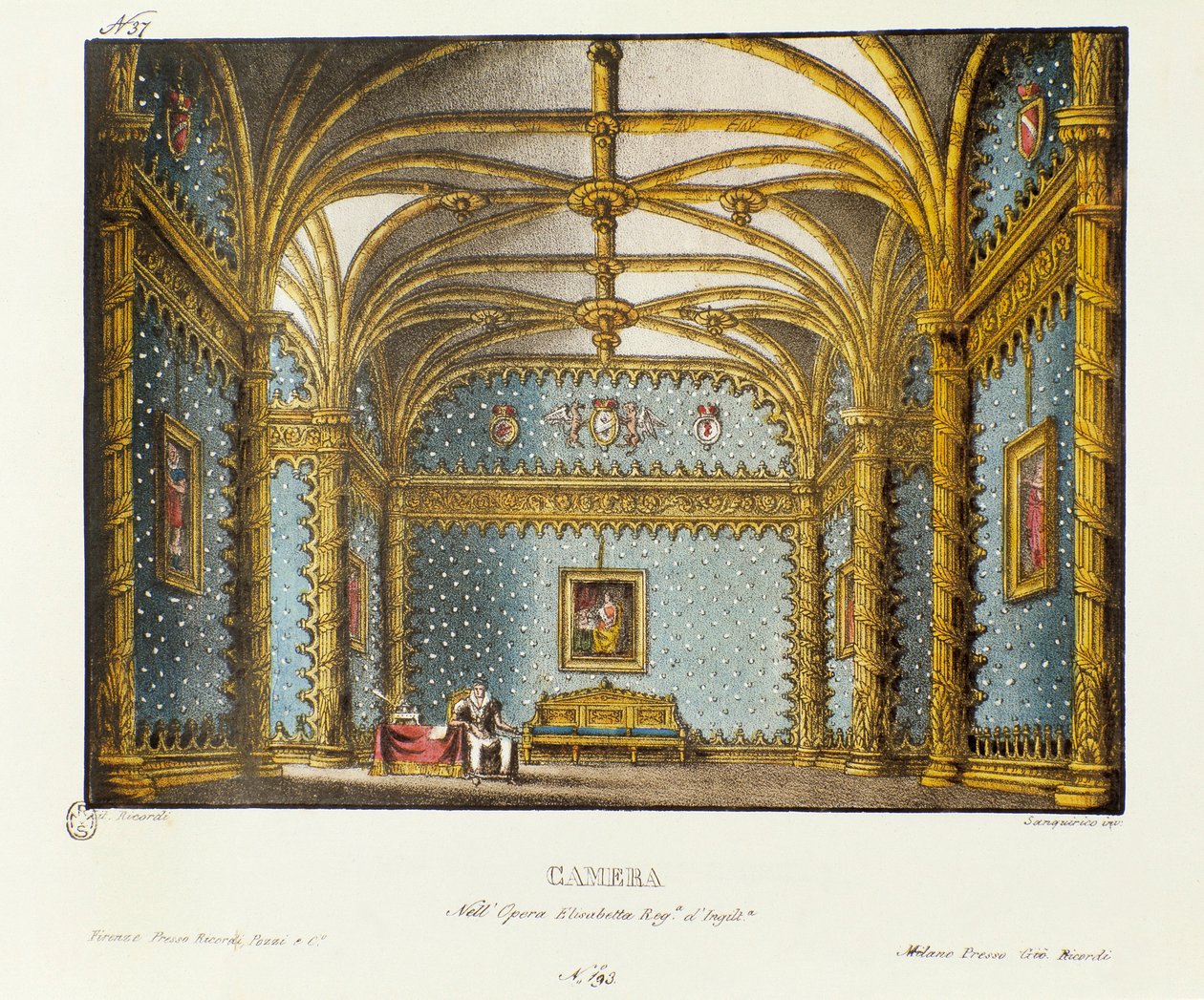 Sypialnia Scenografii Pałacu Królewskiego do wykonania w 1828 roku opery „Elisabetta, Regina d