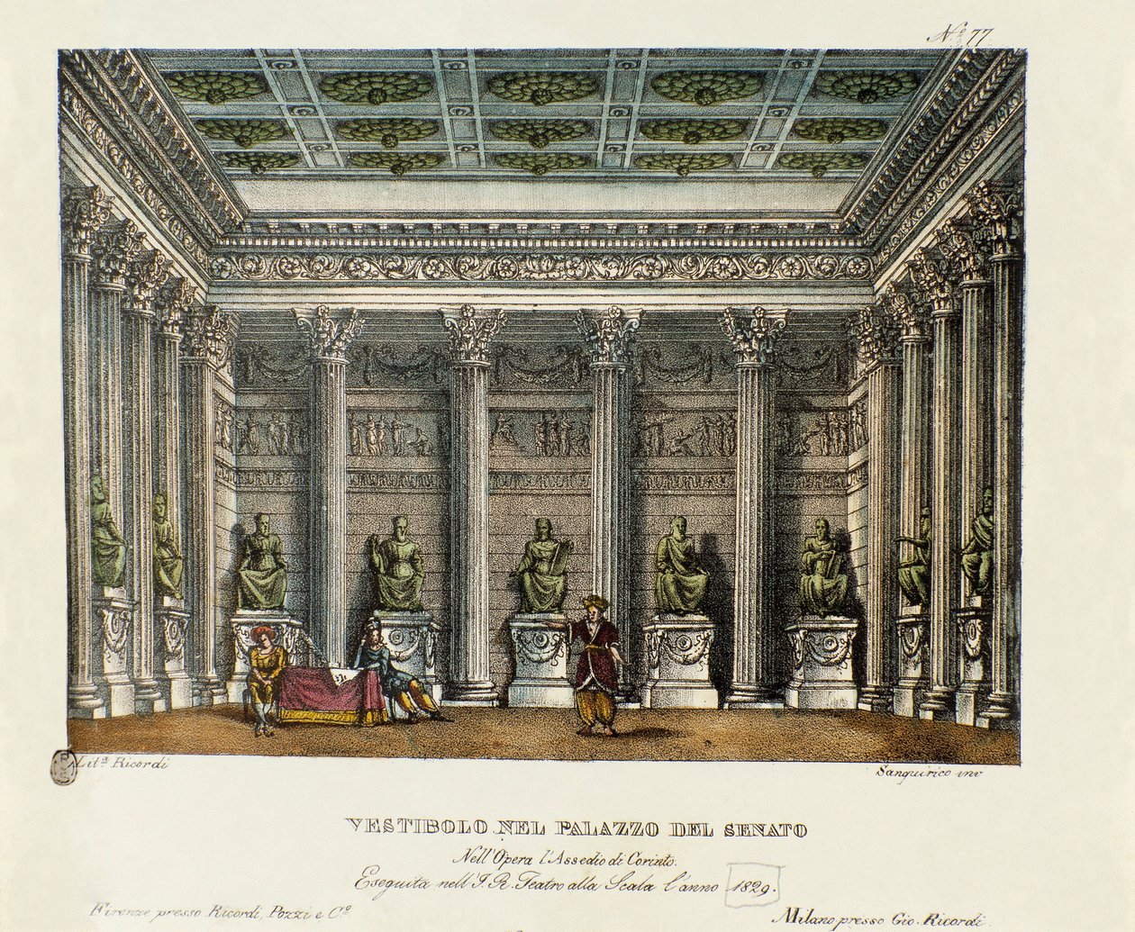 Przedsionek Pałacu Senatu (Akt I) Scenografia do wykonania w Teatro alla scala w Mediolanie w 1829 opery „Oblężenie Koryntu” (lub L