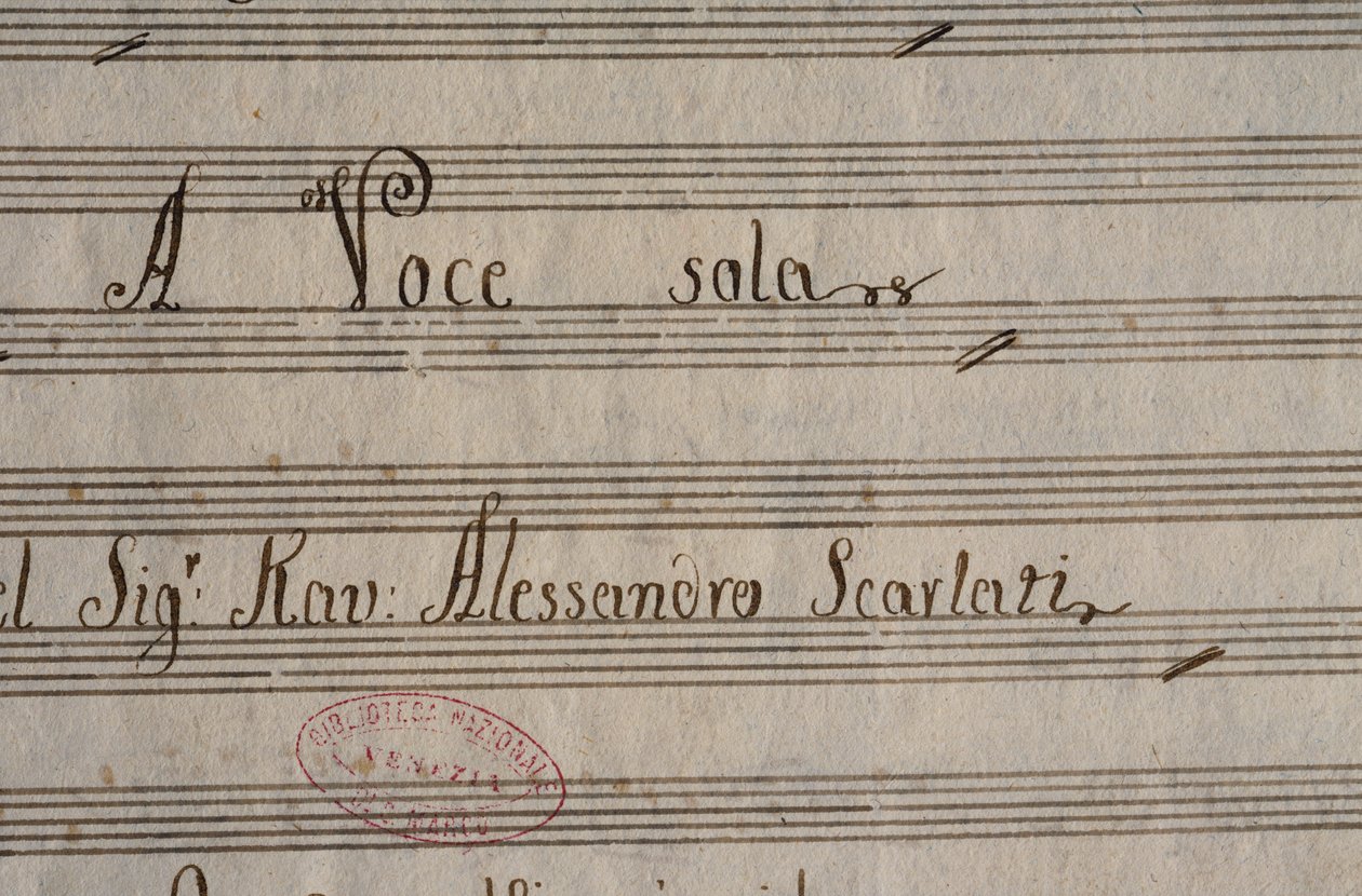 Rękopis partytury XXV Kantat na głos solowy Alessandro Scarlattiego (1660-1725) autorstwa Alessandro Scarlatti