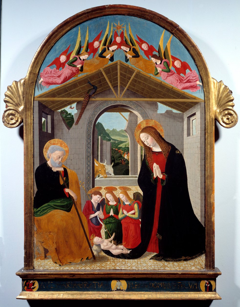 Narodzenie Chrystusa. Obraz Esiguo Maestro (XV wiek). Olej na płótnie. Wymiary: 0,88 x 0,57m. Rouen, Muzeum Sztuk Pięknych autorstwa Alesso di  Benozzo