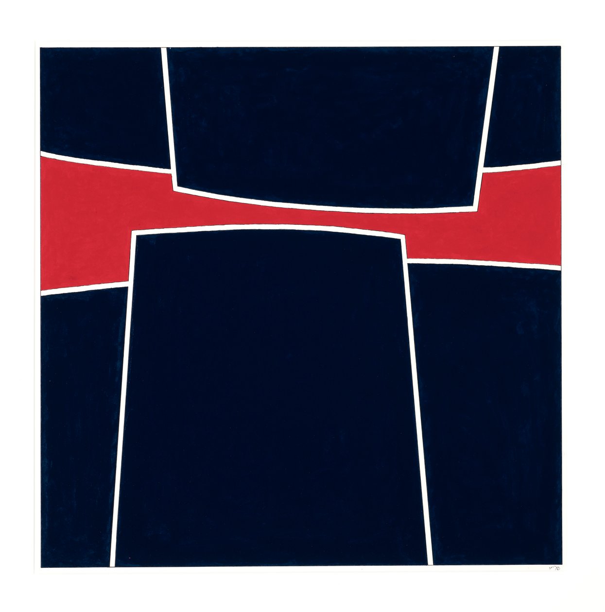 Pressure Blue on Red, 2023 (emalia na karcie) autorstwa Alex Dunn