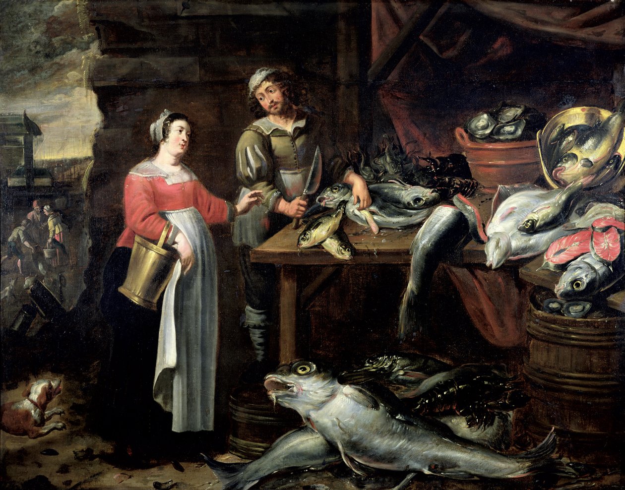 Sprzedawca ryb autorstwa Alexander van Adriaenssen