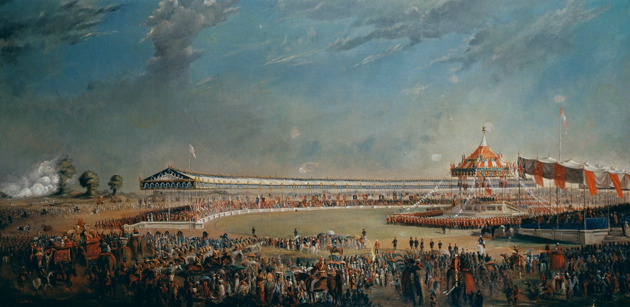Delhi Durbar, uroczystość z okazji objęcia królowej Wiktorii cesarzowej Indii, 1877 r autorstwa Alexander Caddy