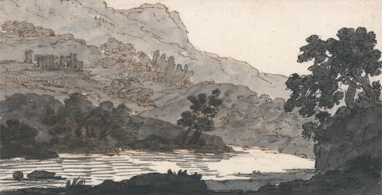 Rzeka i Góra, z Ruinami autorstwa Alexander Cozens