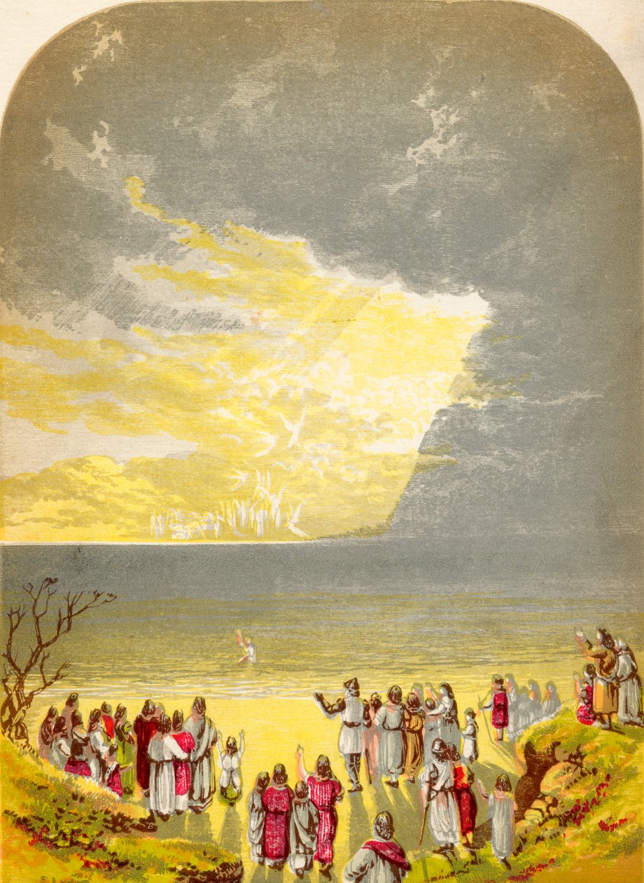 Christian Crossing the River, z książki The Pilgrims Progress Johna Bunyana, opublikowanej ok. 1880 r. autorstwa Alexander Francis Lydon