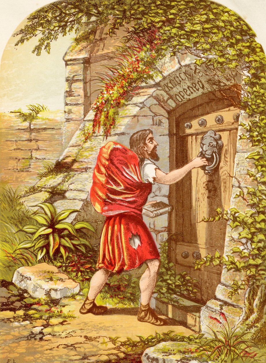 Christian at the Gate, z książki The Pilgrims Progress Johna Bunyana opublikowanej ok. 1880 r. autorstwa Alexander Francis Lydon