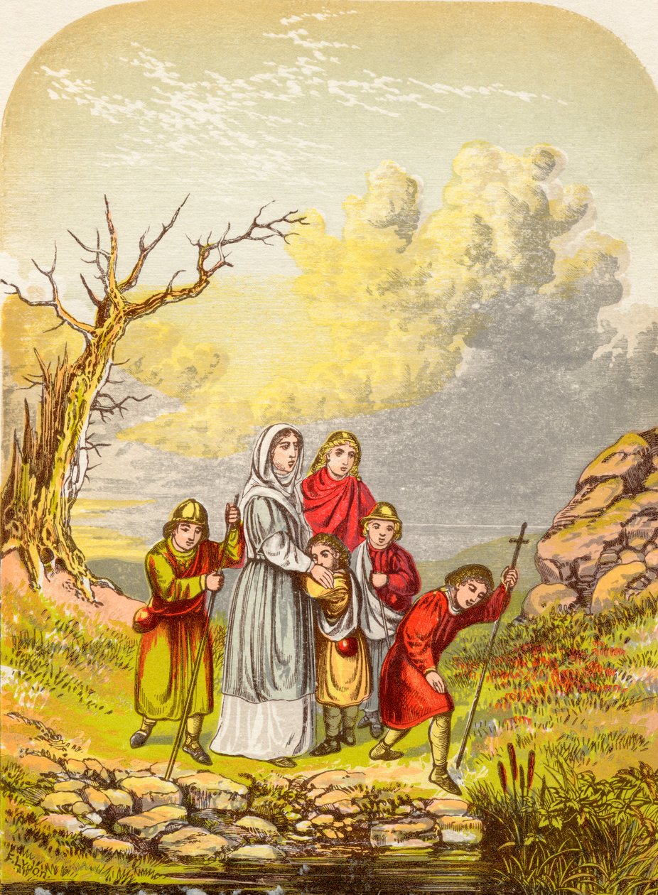 Christiana i jej dzieci przybywają do Slough of Despond, z książki The Pilgrims Progress Johna Bunyana, opublikowanej ok. 1880 r. autorstwa Alexander Francis Lydon
