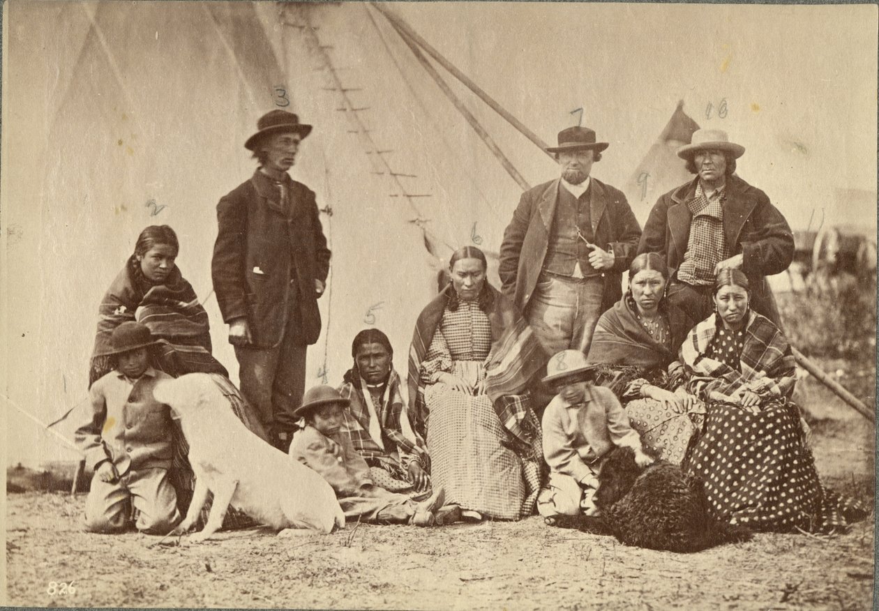 Grupa wokół Fort Laramie, Dakota, 1868 (odbitka albuminowa) autorstwa Alexander Gardner