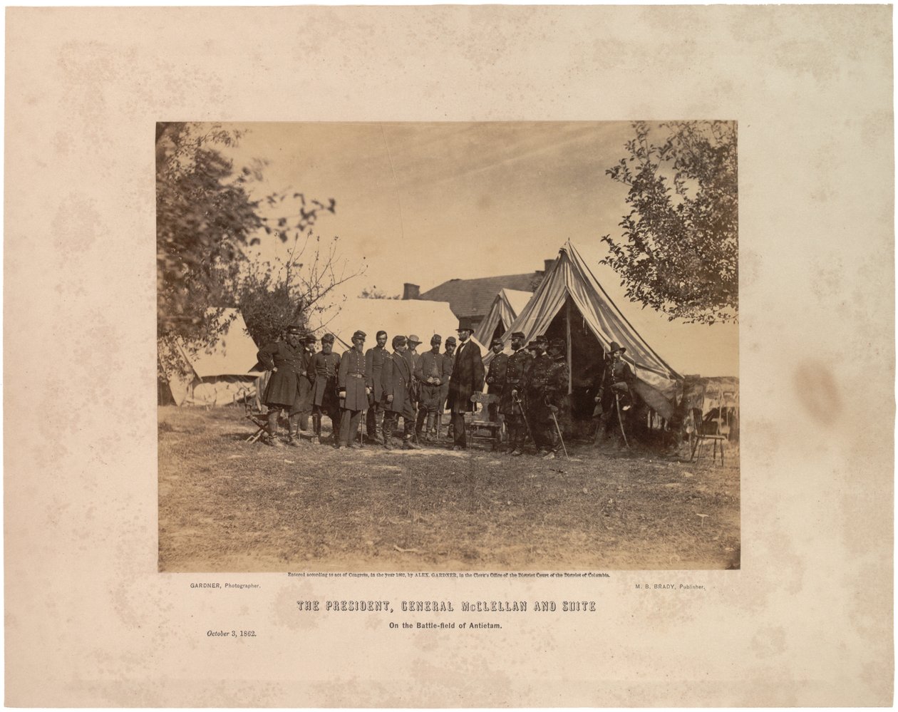 Prezydent, generał McClellan i apartament na... Antietam, 3 października 1862 (zdjęcie w sepii) autorstwa Alexander Gardner
