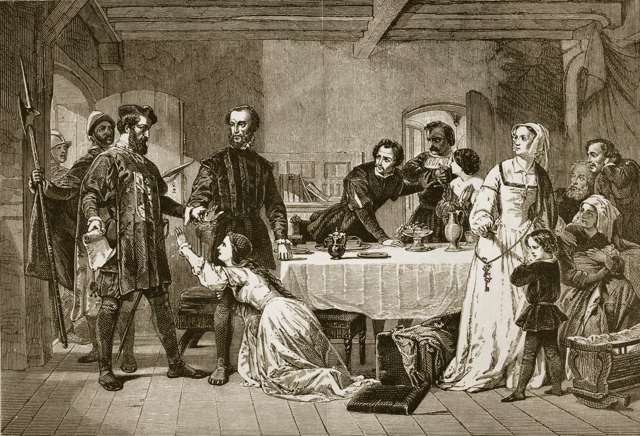 Aresztowanie Johna Browna z Ashford, lollarda, 1517, rycina J. i G.P. Nichollsa autorstwa Alexander Johnston