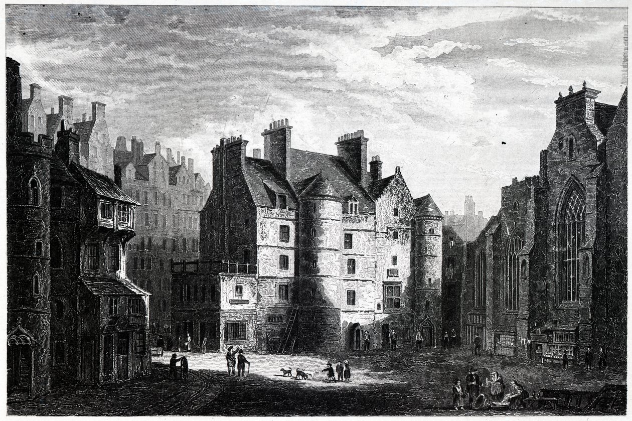 Old Tolbooth, Edynburg, grawerowane przez Edwarda Findena (1791-1857) autorstwa Alexander Nasmyth