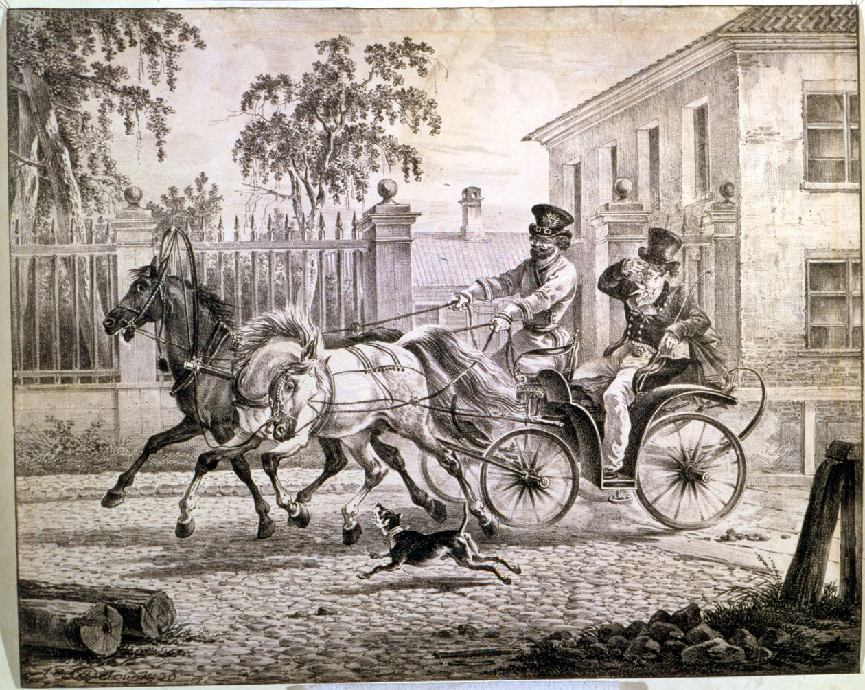 Dandy w dorożce, 1820 autorstwa Alexander Osipovich Orlowski