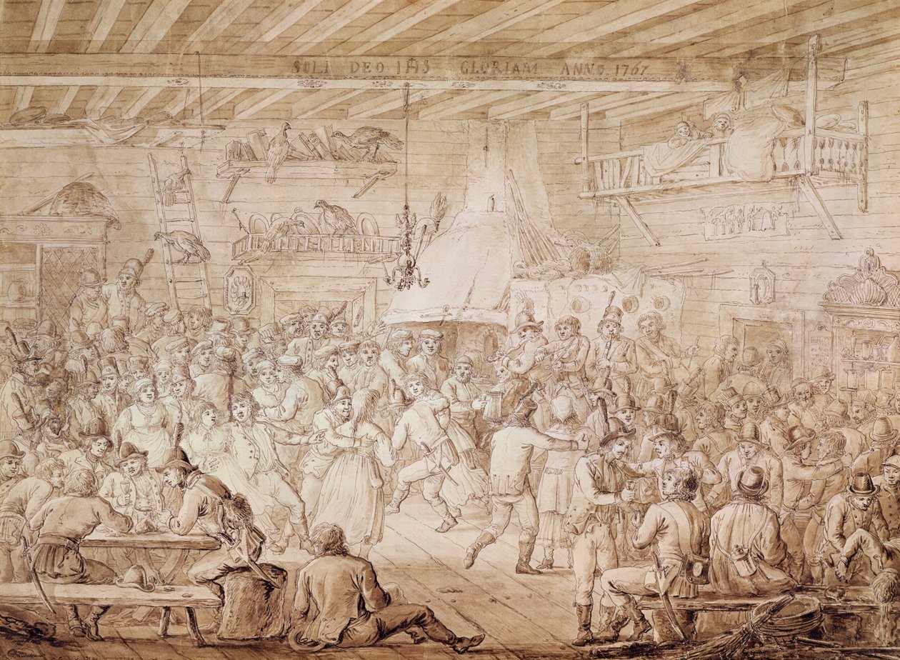Wojska Kościuszki bawią się w karczmie, 1797 r. autorstwa Alexander Osipovich Orlowski