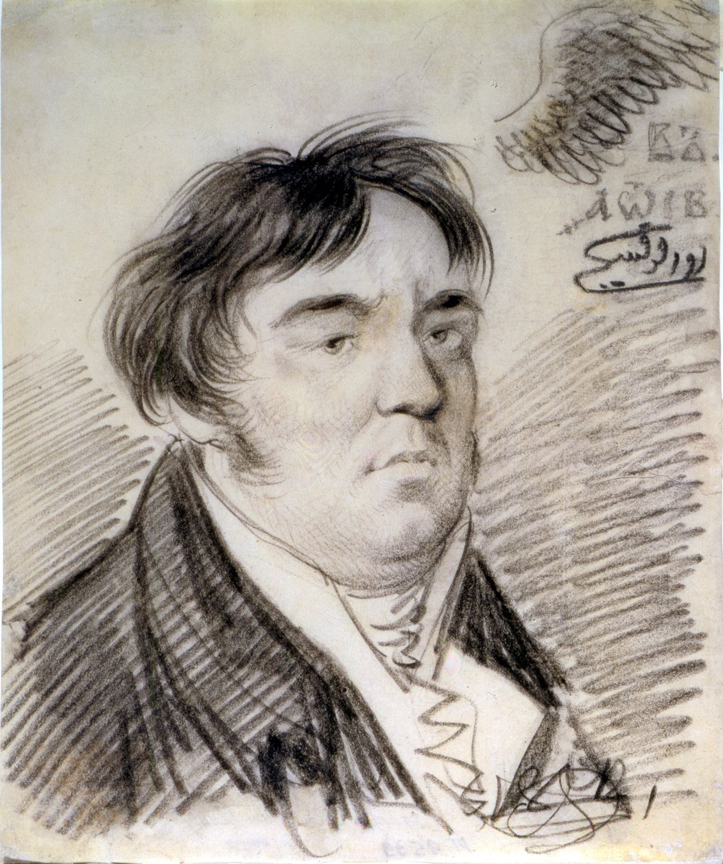 Portret Iwana Kryłowa, 1812 (ołówek) autorstwa Alexander Osipovich Orlowski