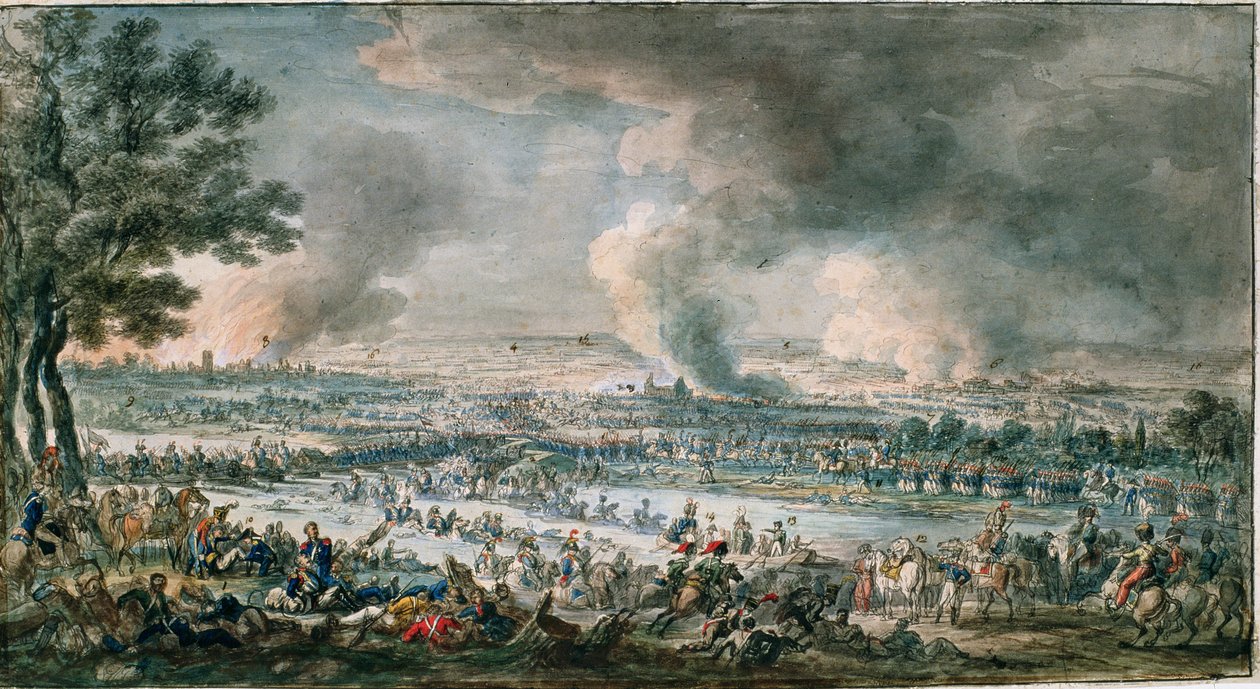 Przejście armii francuskiej przez Berezynę, ok. 1812 (atrament, pędzel i toaleta na papierze) autorstwa Alexander Osipovich Orlowski