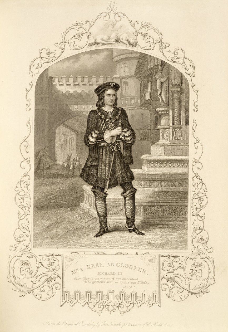Pan C. Kean jako Gloster, Akt I Scena 1, w Ryszardzie III, autorstwa Williama Szekspira (1564-1616) autorstwa Alexander Reid