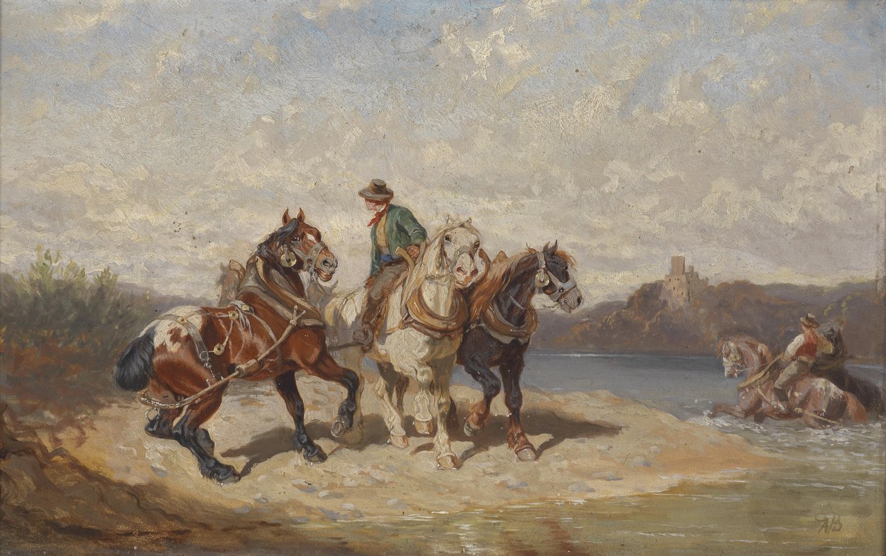 Konie treidel na Dunaju autorstwa Alexander von Bensa