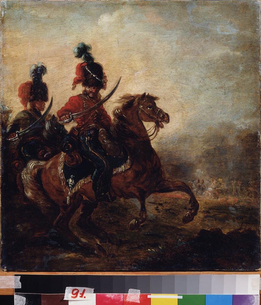 Jeźdźcy. (Pułk huzarów). Obraz Aleksandra Osipowicza Orłowskiego (1777-1832), olej na płótnie autorstwa Alexander Orlowski