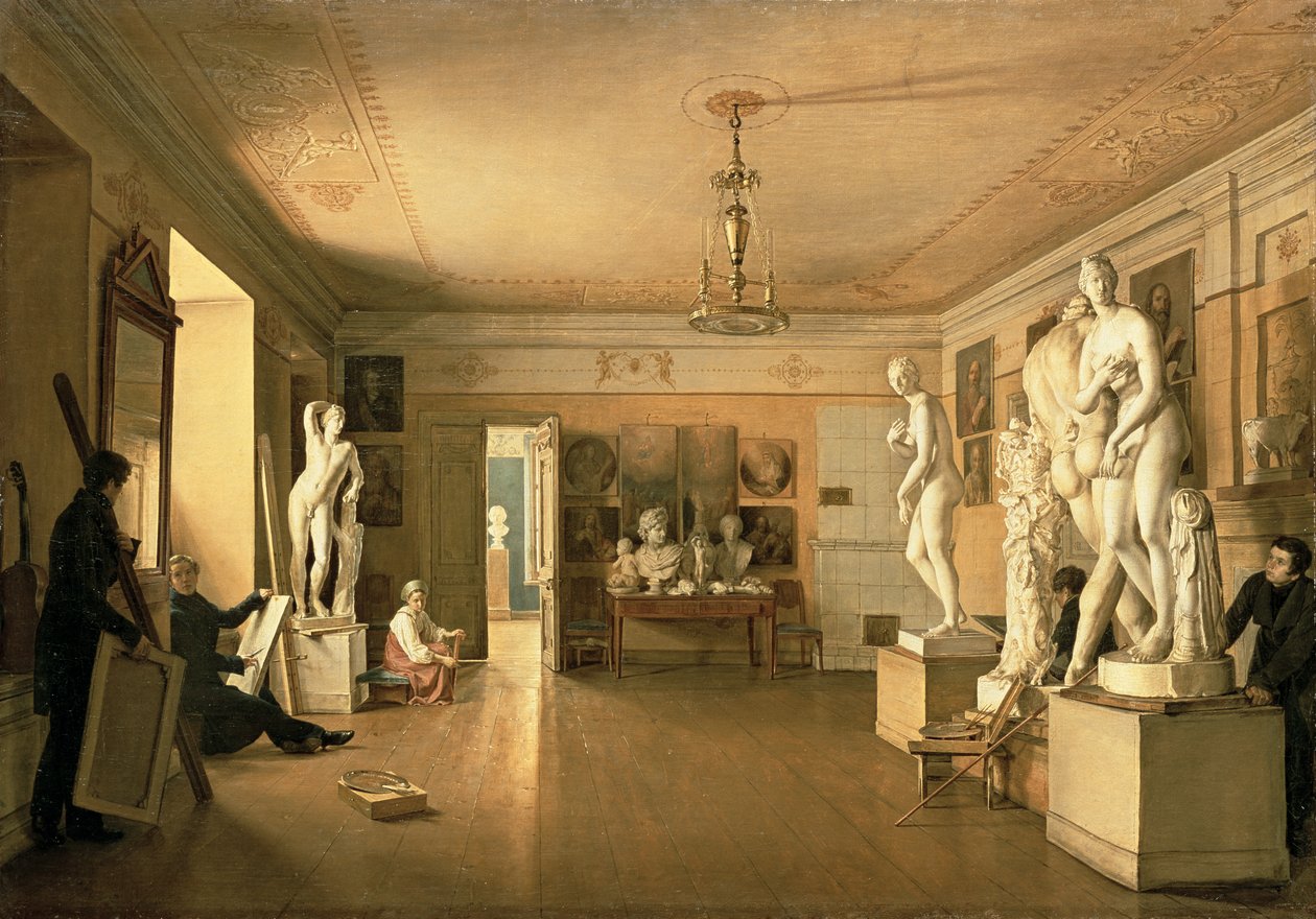 Pracownia artysty Aleksieja Venetsianova (1780-1847) 1827 autorstwa Alexander Alexeyevich Alexeyev