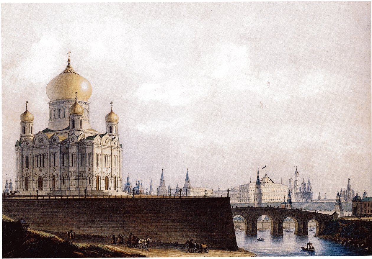 Sobór Chrystusa Zbawiciela z widokiem na Kreml moskiewski, 1836-1837 autorstwa Alexander Andreyevich Thon