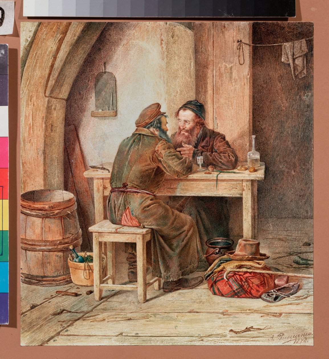 Dans une taverne - W tawernie - Praca Aleksandra Antonowicza Rizzoni (1836-1902), akwarela na papierze autorstwa Alexander Antonovich Rizzoni