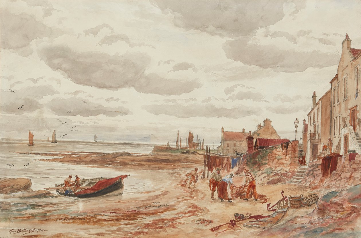 Popołudnie, Buckhaven (ołówek i akwarela) autorstwa Alexander Ballingall