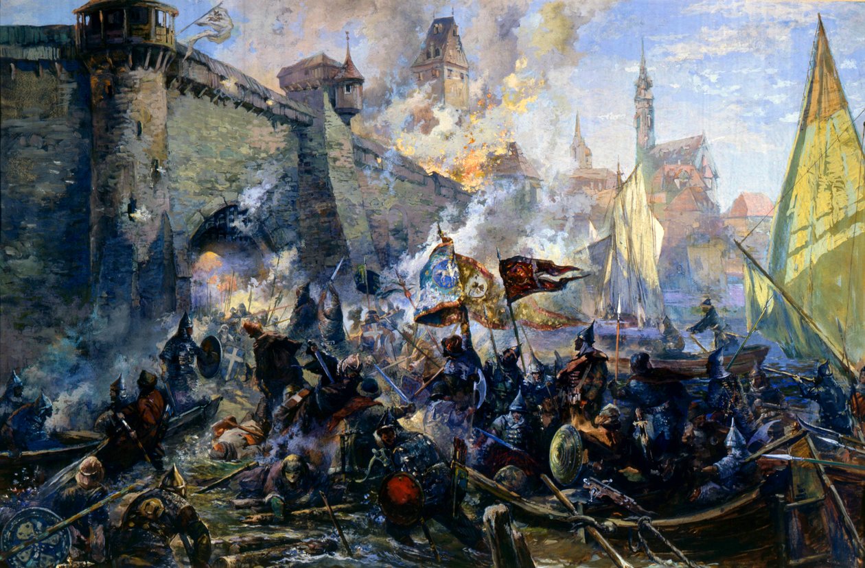„Armia rosyjska zdobywająca Narwę 11 maja 1558”, 1956 r autorstwa Alexander Blinkov