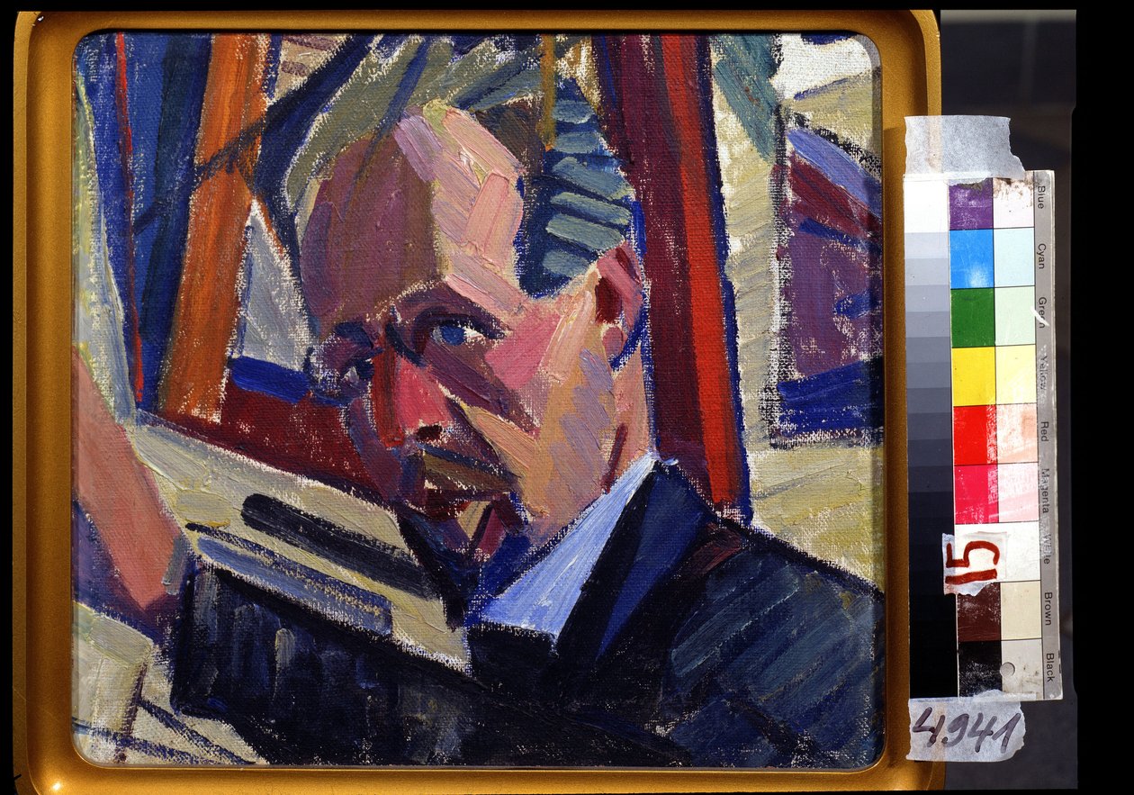 Autoportret. Obraz Aleksandra Konstantinowicza Bogomazowa (1880-1930). Olej na płótnie, 30,5 x 33 cm autorstwa Alexander Bogomazov