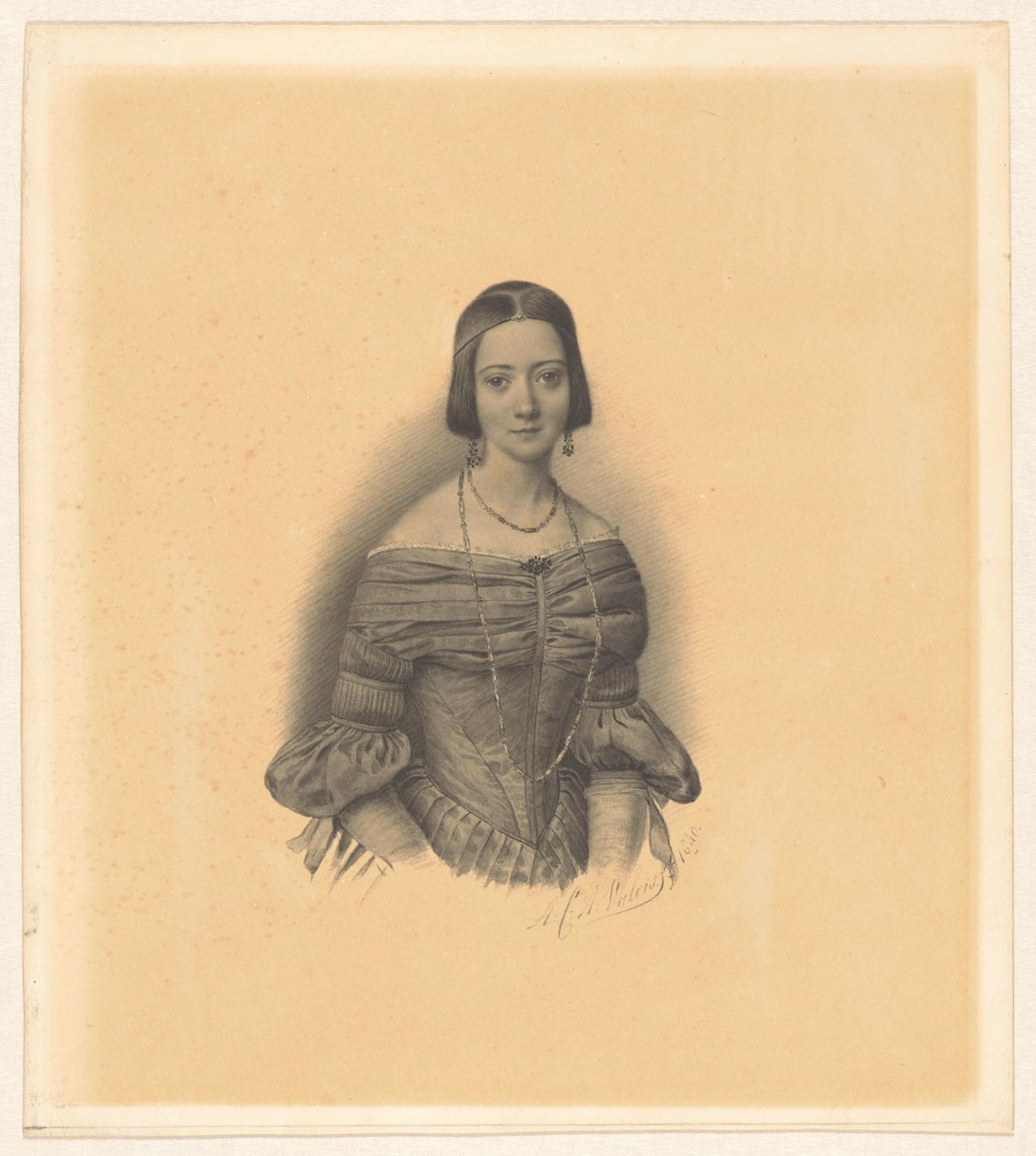 Portret Antoinette Marie Henriette Jeanne Reigersman, żony Jonkheera Pietera van den Brandelera autorstwa Alexander Cesar August Valois (signed by artist)
