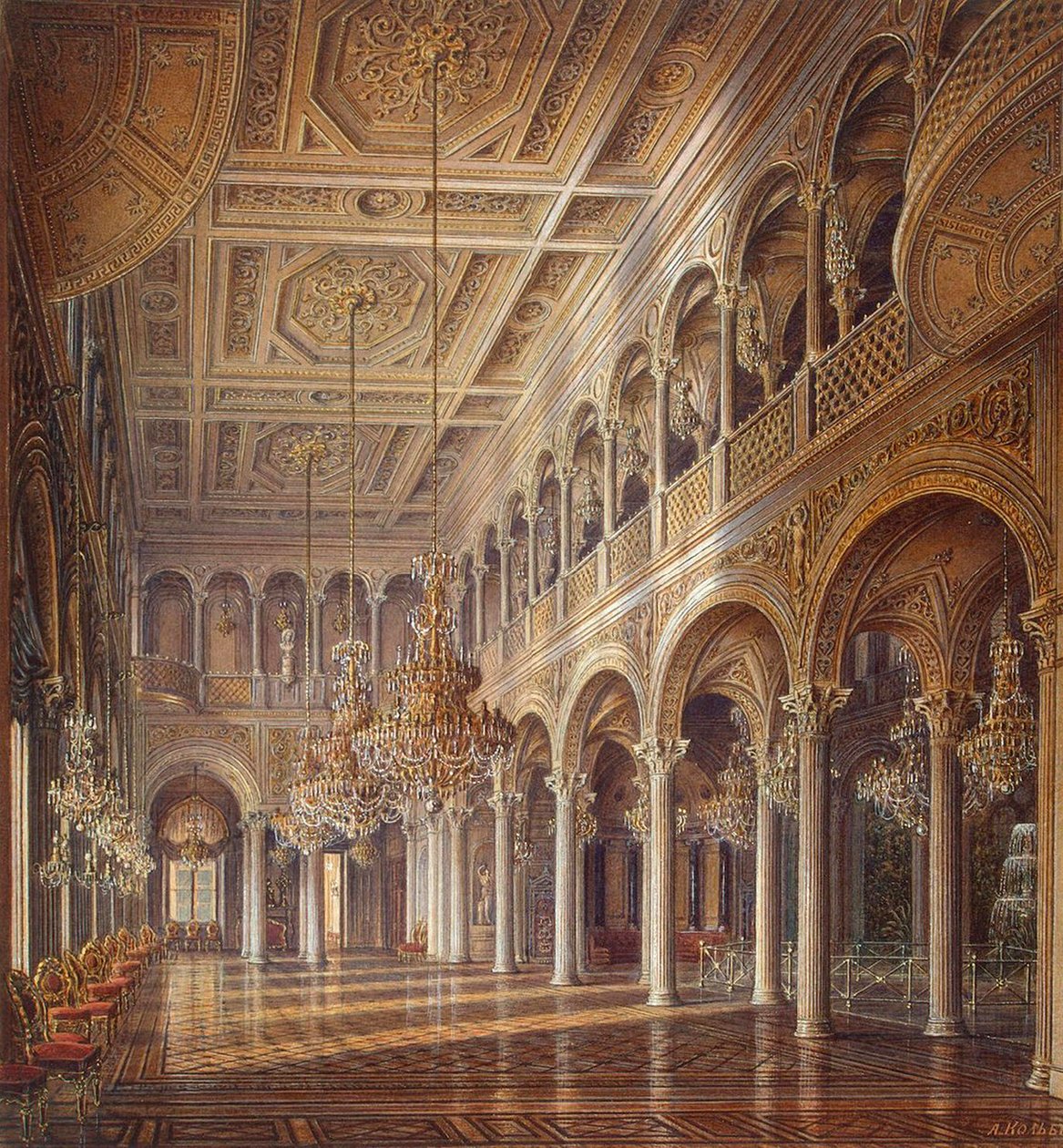 Wnętrza Małej Ermitażu, Sala Pawilonowa, poł. XIX w. autorstwa Alexander Chrisophorovich Kolb