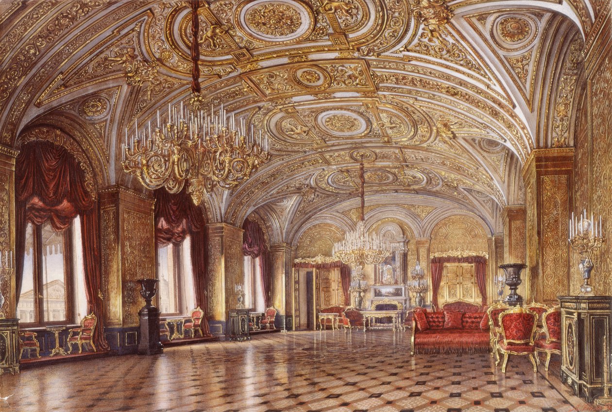 Wnętrza Pałacu Zimowego. Salon Złota, połowa XIX wieku. autorstwa Alexander Chrisophorovich Kolb