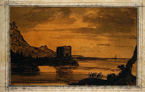Pejzaż klasyczny (akwarela na papierze) autorstwa Alexander Cozens