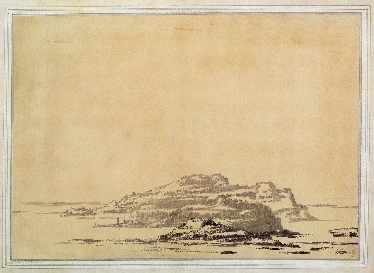 Fantastyczny Pejzaż, 1780-85 (przemyj ołówkiem na papierze) autorstwa Alexander Cozens