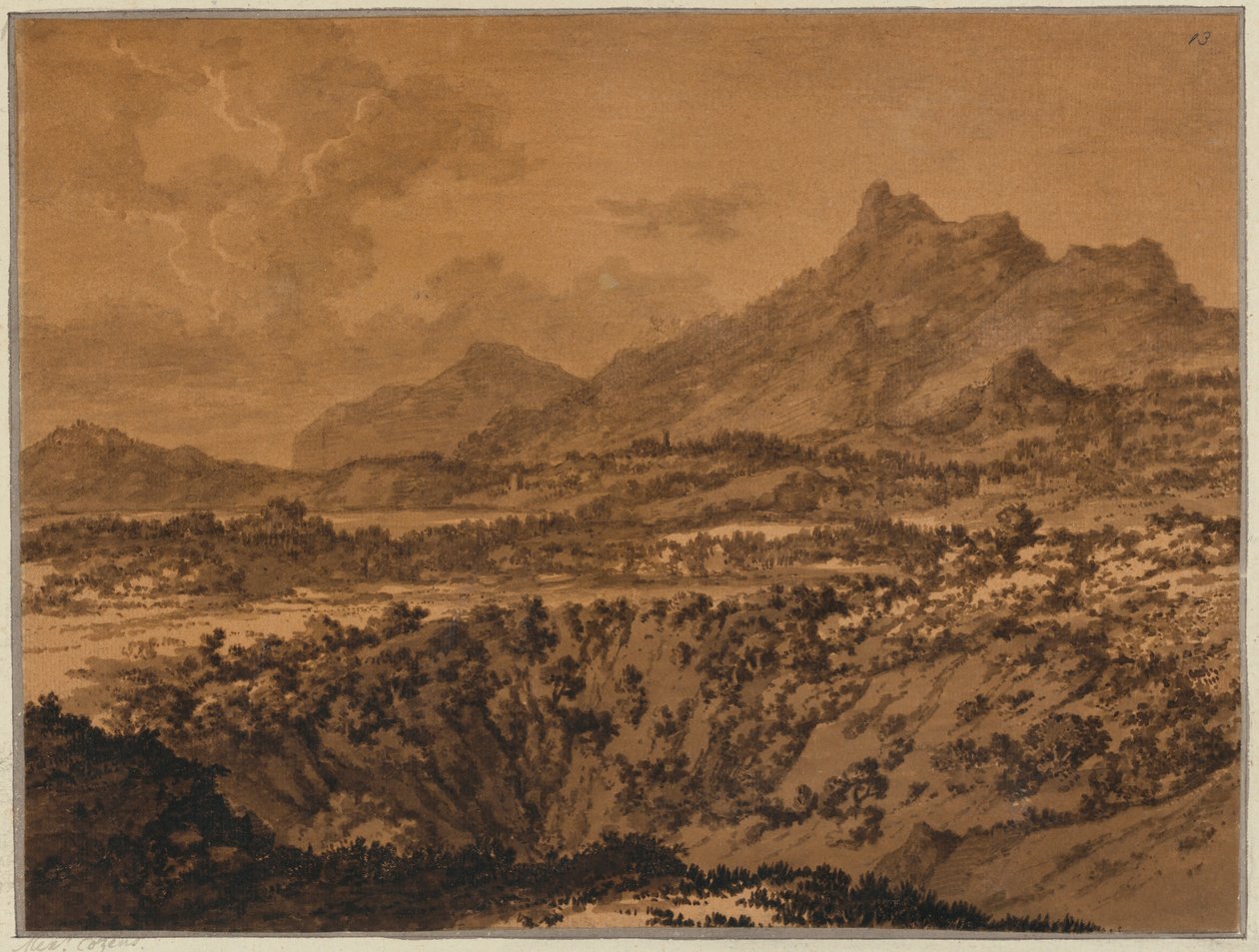 Górski krajobraz z zagłębieniem autorstwa Alexander Cozens