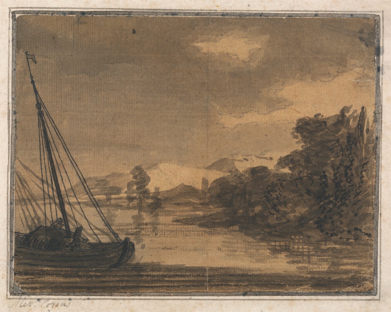 Rzeka i łódź autorstwa Alexander Cozens