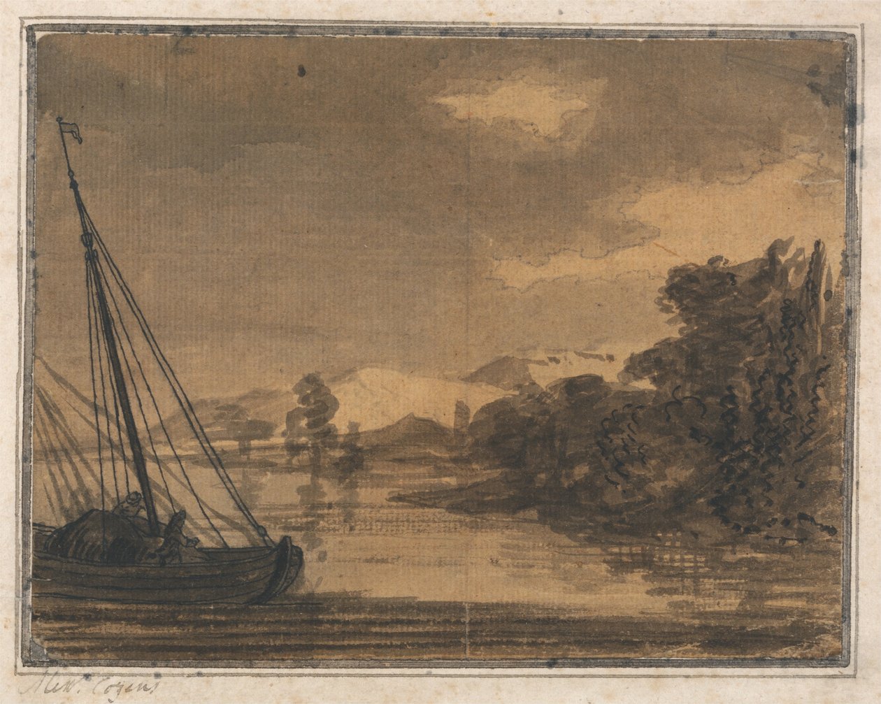 Rzeka i łódź autorstwa Alexander Cozens