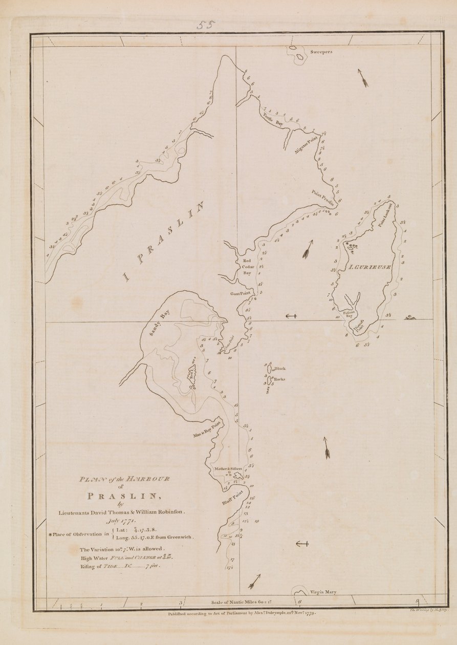Plan portu Praslin, koniec XVIII - początek XIX wieku (papier) autorstwa Alexander Dalrymple
