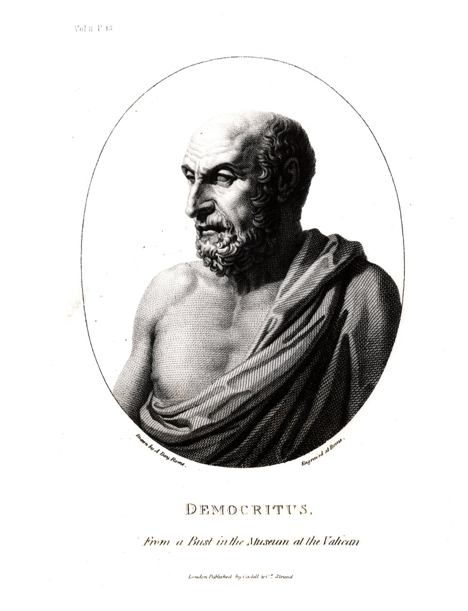 Demokryt (ok. 460-c.370 pne), ryty z popiersia w Muzeum Watykańskim autorstwa Alexander Day