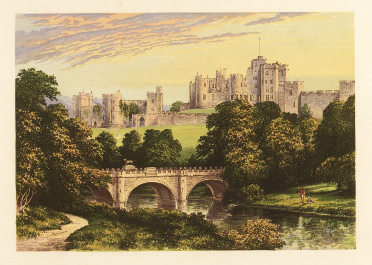 Zamek Alnwick, Northumberland, Anglia. autorstwa Alexander Francis (after) Lydon