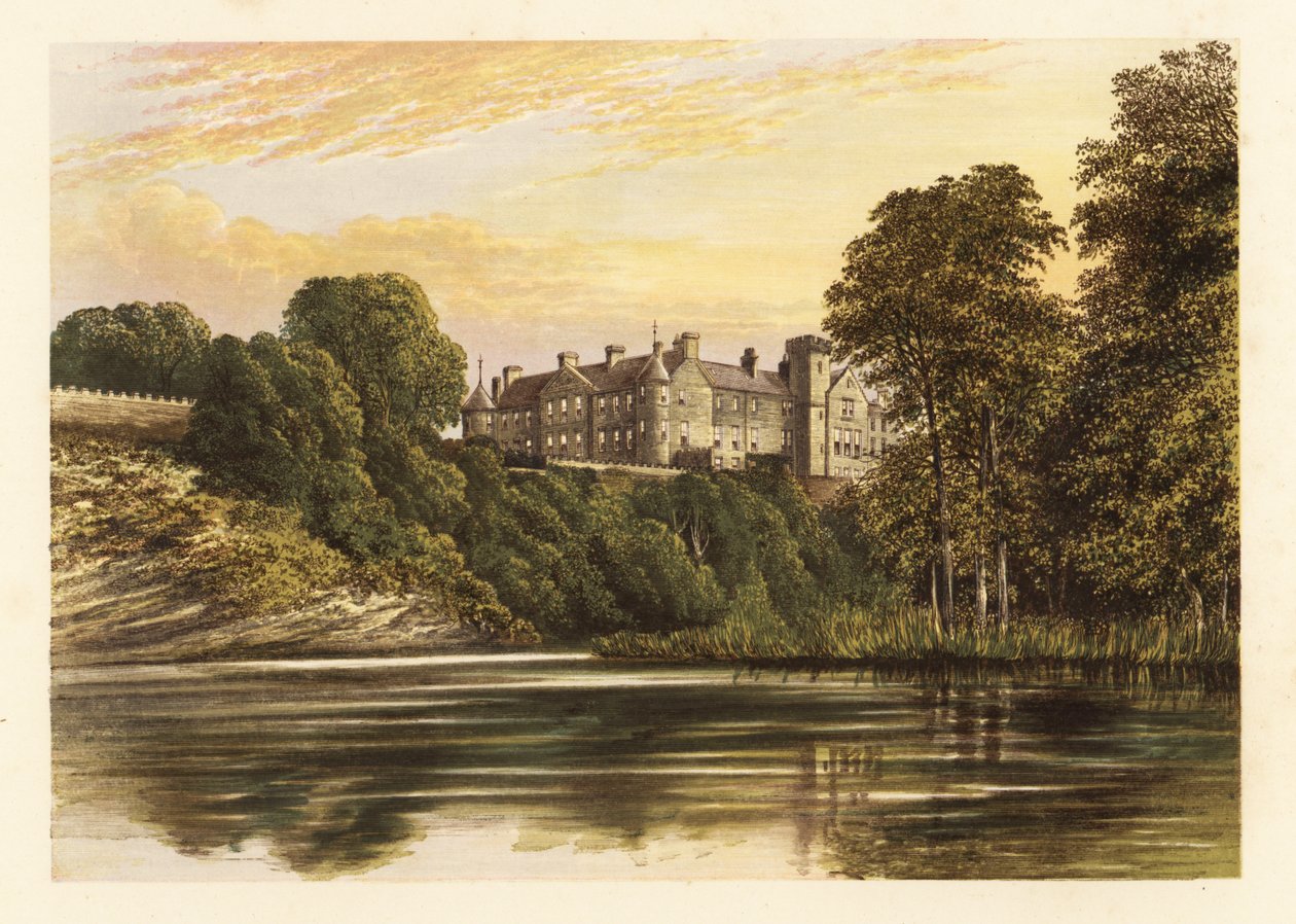 Zamek Brechin, Angus, Szkocja. ,1880 (grawerowanie) autorstwa Alexander Francis (after) Lydon