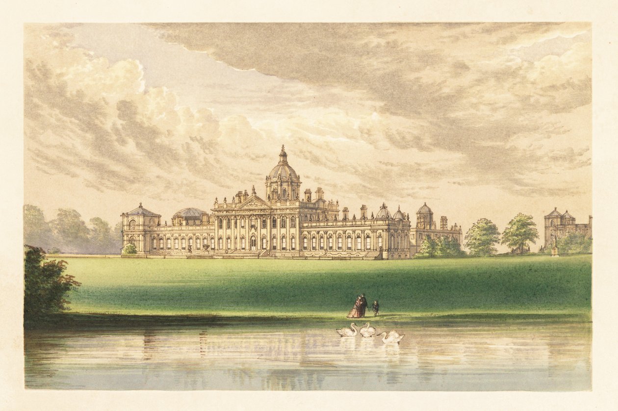 Zamek Howard, Yorkshire, Anglia. ,1880 (grawerowanie) autorstwa Alexander Francis (after) Lydon